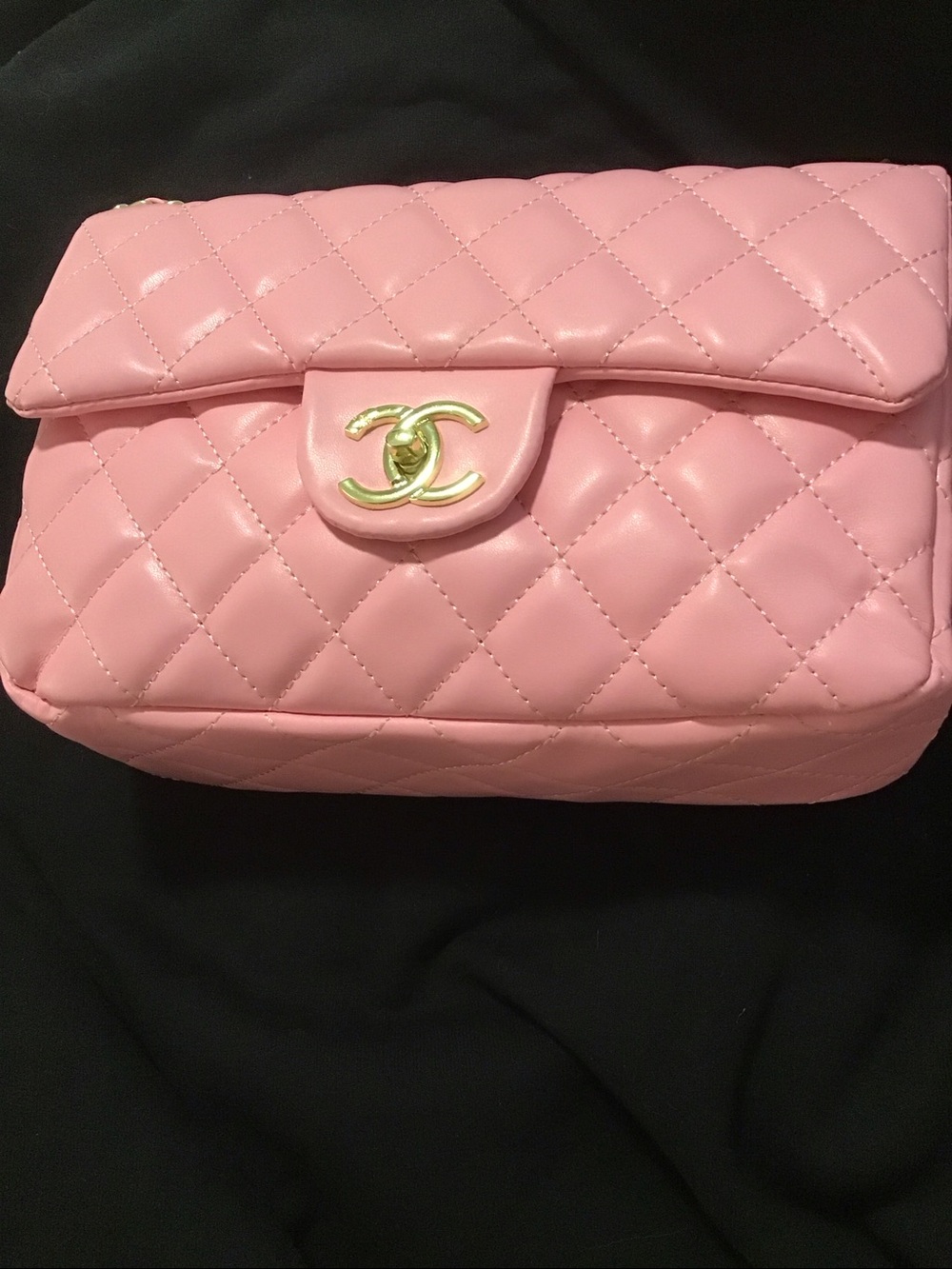 CHANEL bubble gum pink with shiny gold hardware Quilted Shoulder Bag